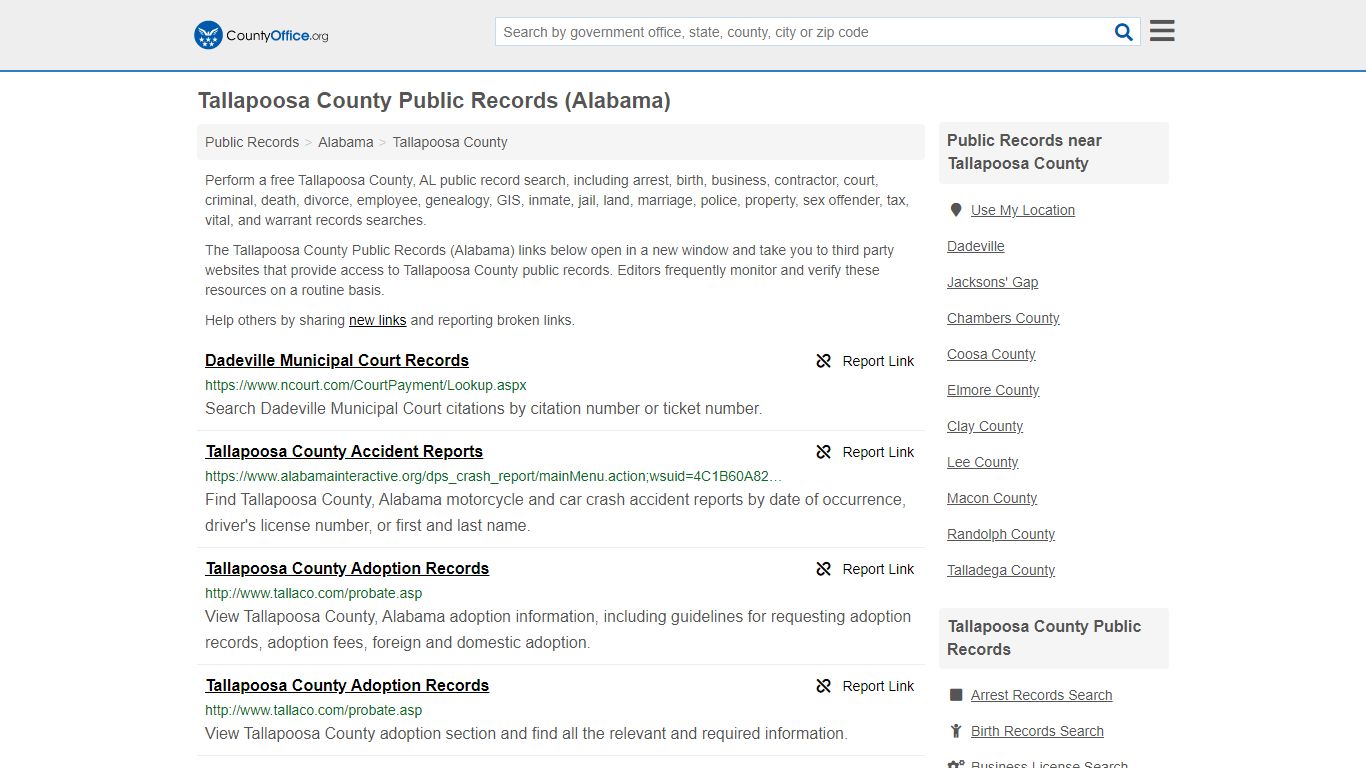 Public Records - Tallapoosa County, AL (Business, Criminal ...