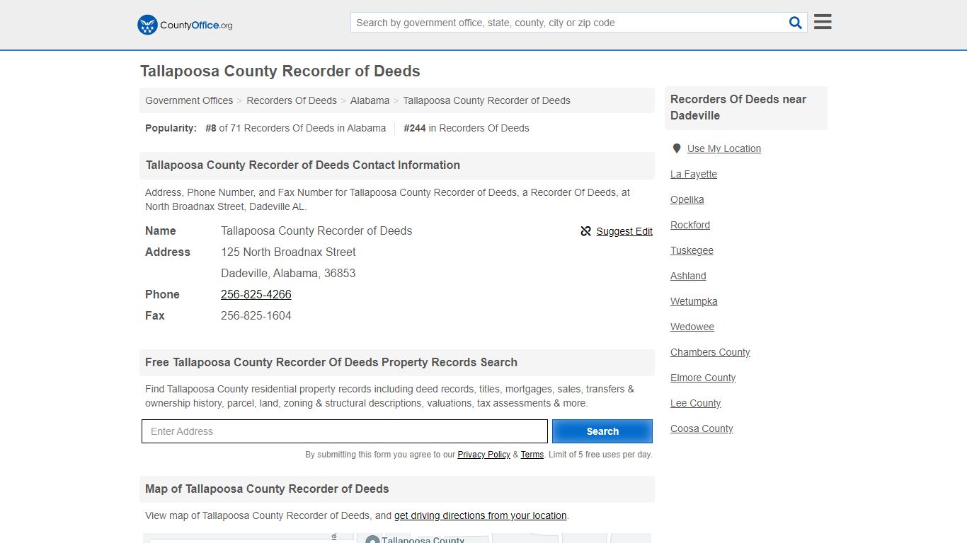 Tallapoosa County Recorder of Deeds - Dadeville, AL ...